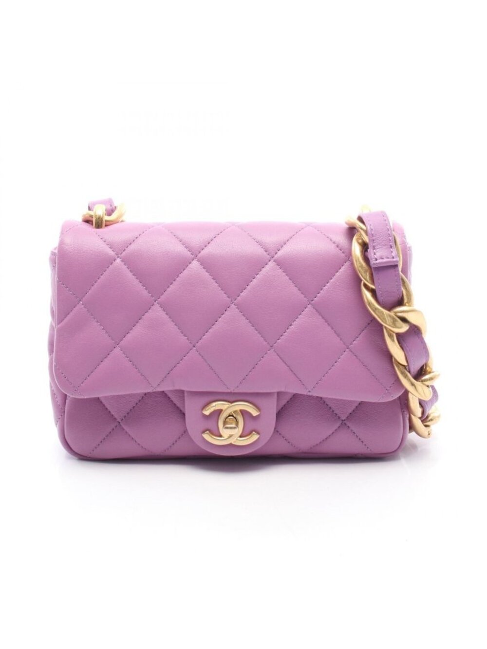 Chanel Shoulder Bag Mini Quilted Purple Lambskin Chain